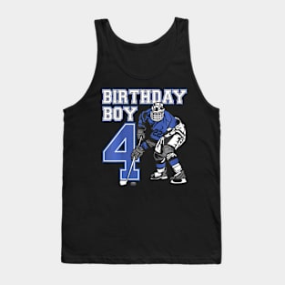 Kids 4 Year Old Ice Hockey Themed Birthday Party 4Th Boy Tank Top